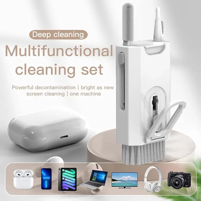 Multifunctional 8-in-1 Gadget Cleaning Kit with Mobile Holder Cleaning Pen, Screen Cleaner Spray, Cleaning Brush, for Smartphone, Tablet, Laptop, Earbuds - Armaa Store