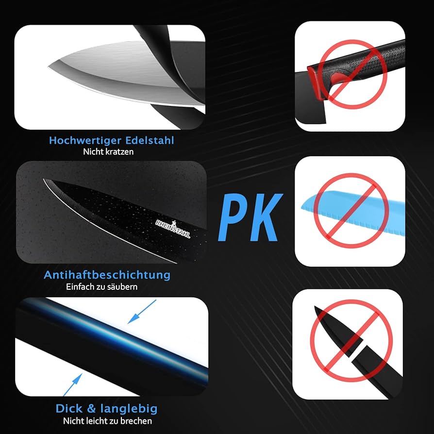 Knife Set 6-Piece Stainless Steel Kitchen Knife Set with Gift Box, Professional Knife Set Including Peeler - Armaa Store
