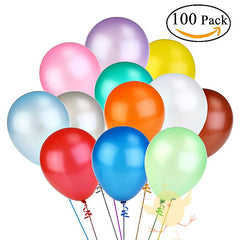 Balloons Plain Party Mix 100pcs with 1 Hand Air Balloon portable Pump - Armaa Store