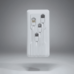 Set of USB cables in a packaging box on a gray background