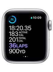 Smartwatch displaying fitness metrics on a white background