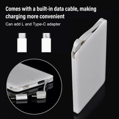 White electronic device with built-in data cable and adapter on a black background