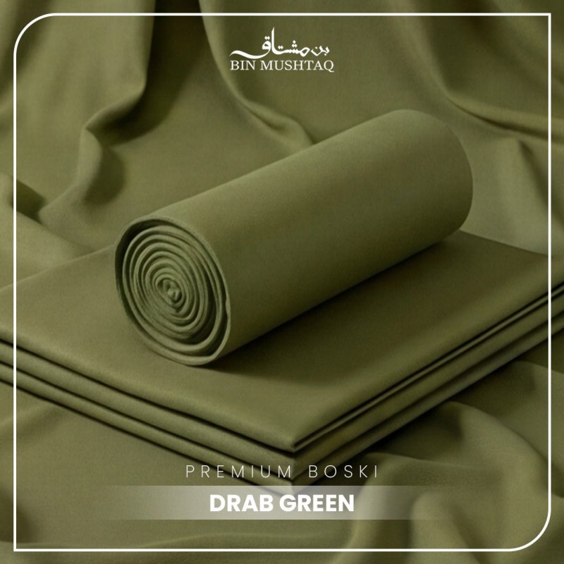 Drab Green - Imperial Original Unstitched Boski - Bin Mushtaq