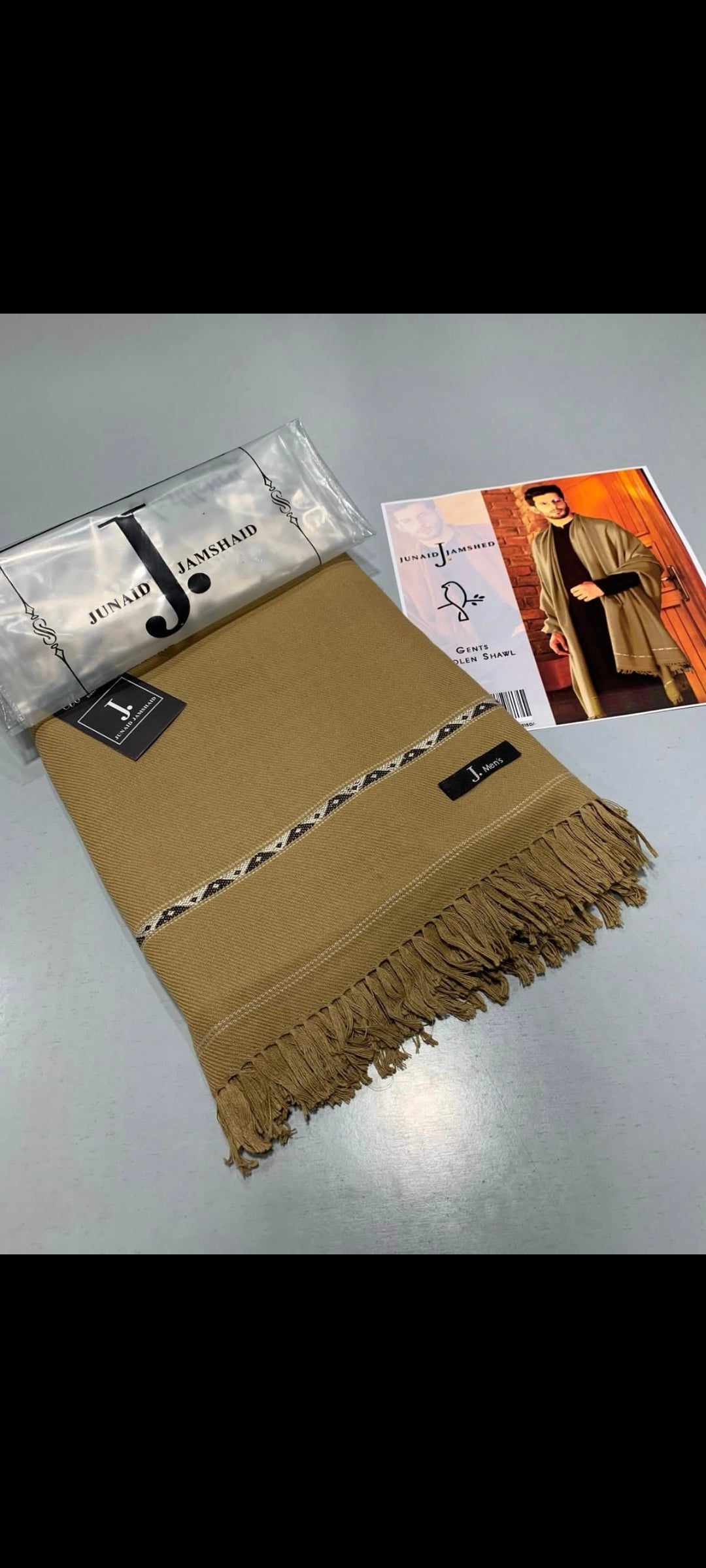 J. PREMIUM WHOOL SHAWL- Biscut