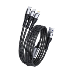 Multifunctional charging cable with multiple connectors on a white background