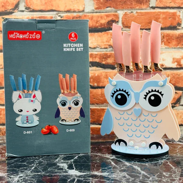 Huachuzu Kitchen Knife Set Wheat Stalk Six-piece Cartoon Knife