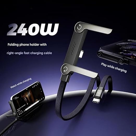 240W 2-in-1 Charging Cable with Phone Stand 1.5m length