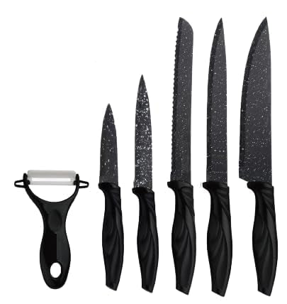 Knife Set 6-Piece Stainless Steel Kitchen Knife Set with Gift Box, Professional Knife Set Including Peeler - Armaa Store