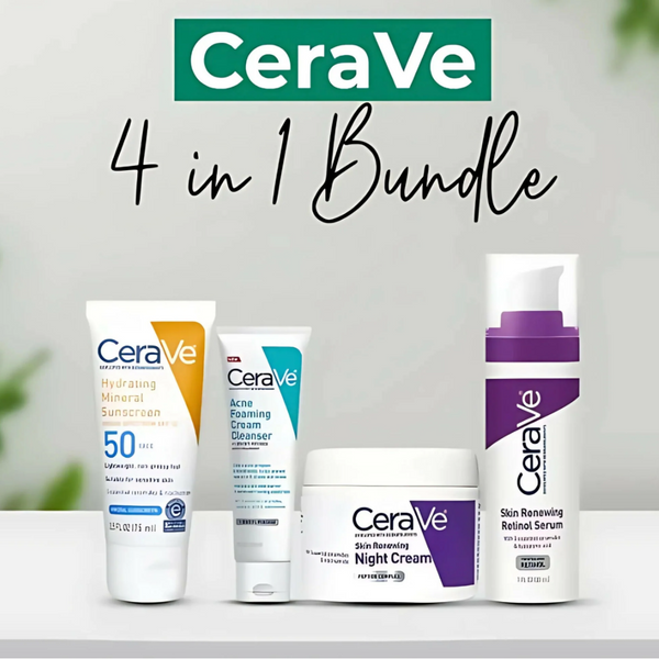 CeraVe 4 in 1 Skincare Kit Night Cream, Sunblock, Cleanser & Serum for Radiant Skin - Armaa Store