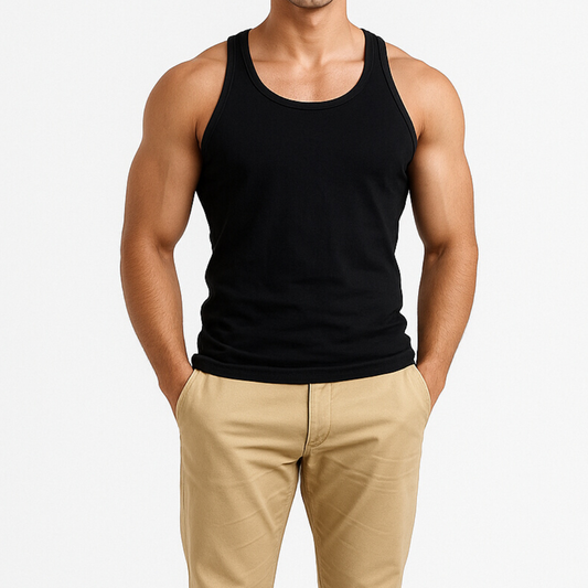 Soft Fit  Black Sleeveless Vest - Pack of 12