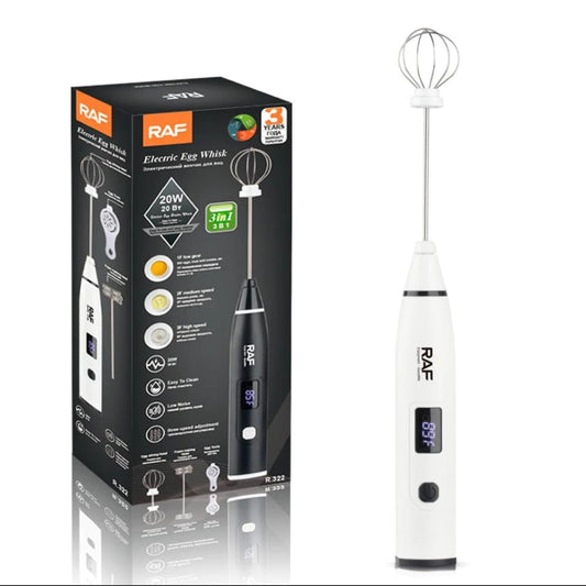RAF Rechargeable Coffee Beater & Egg Whisker R.322 with 3 speeds & Digital Display - Armaa Store