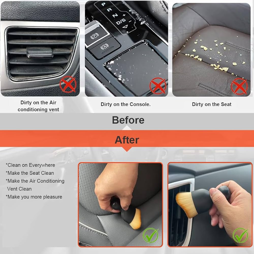 2 Pack Car Detailing Brush, Car Brush for Detailing Interior Soft Bristles - Armaa Store