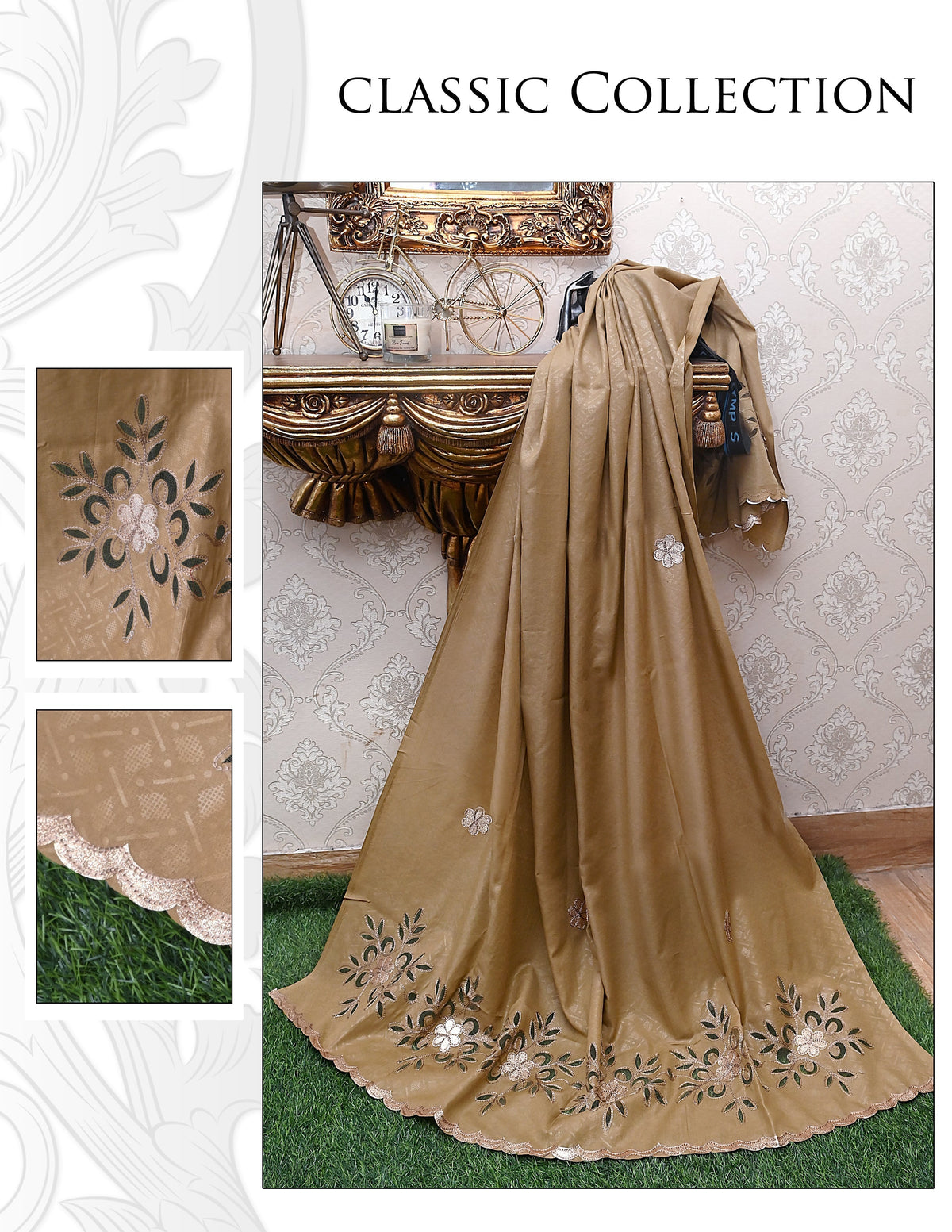 Swiss Lawn Laser Lace Shawl for Women – All-Season Comfort | New 2025 Summer Collection , Mellow Mustard