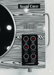 Silver Crest electric stove with digital display and control panel