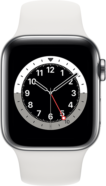 Smartwatch with a white band on a white background