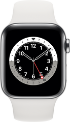 Smartwatch with a white band on a white background