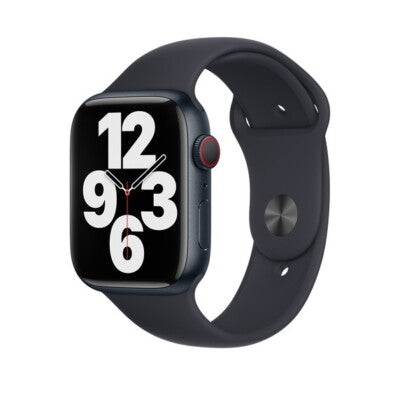 Smartwatch with a black band on a white background