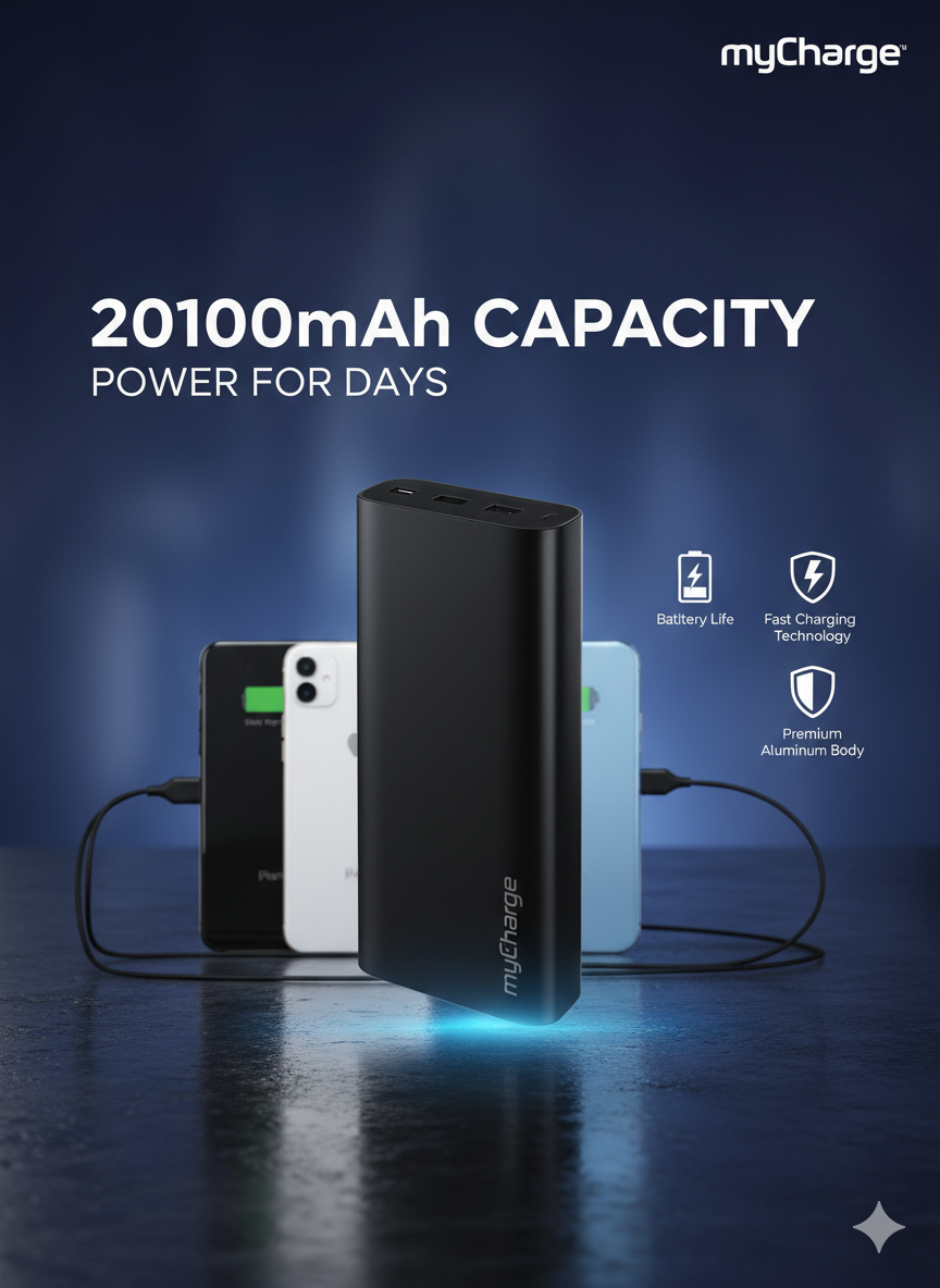RAZORMEGA myCharge RazorTurbo - 3 ways to portable recharge 20100MAH Power Bank