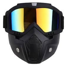 HIGH QUALITY Motorcycle Helmet Riding Goggles Glasses With Removable Face Mask [Multi Yellow]