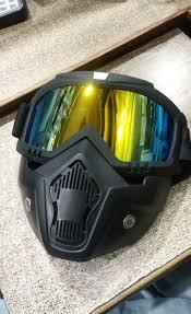 HIGH QUALITY Motorcycle Helmet Riding Goggles Glasses With Removable Face Mask [Multi Yellow]