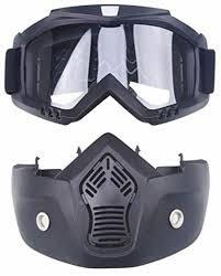 HIGH QUALITY Motorcycle Helmet Riding Goggles Glasses With Removable Face Mask  [Transparent]