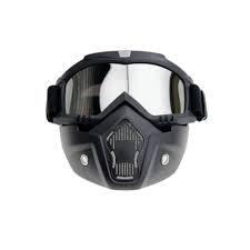 HIGH QUALITY Motorcycle Helmet Riding Goggles Glasses With Removable Face Mask  [Transparent]