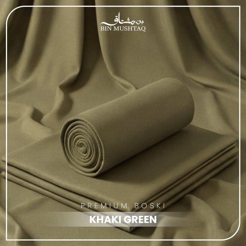 Khaki Green - Imperial Original Unstitched Boski - Bin Mushtaq