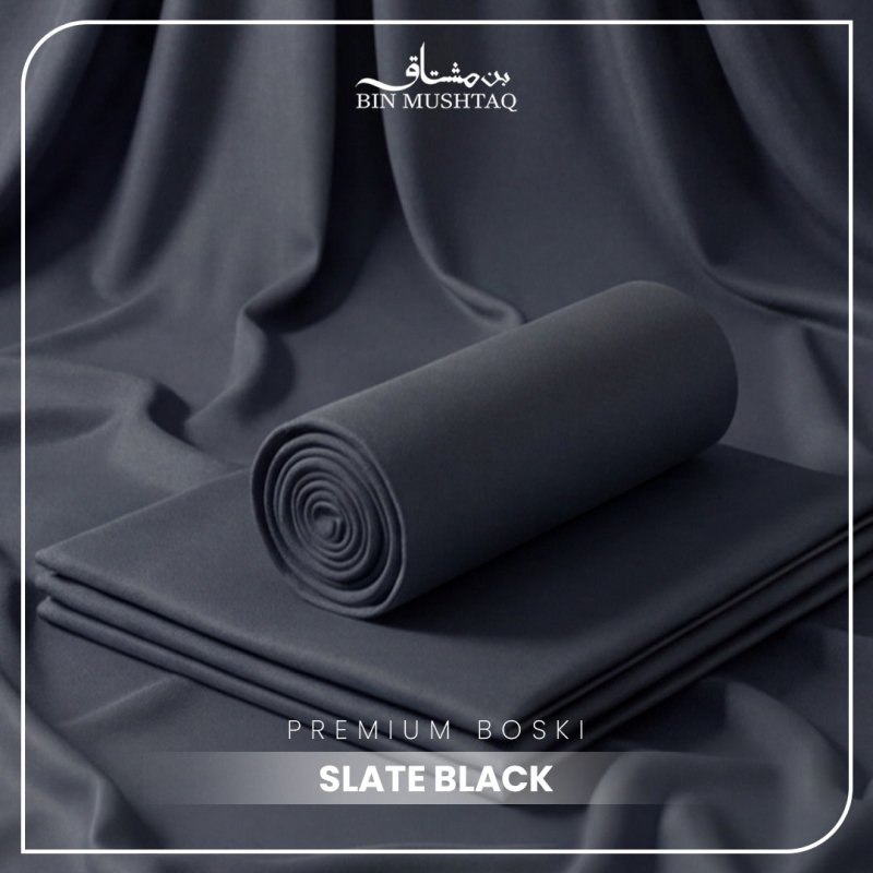 Slate Black - Imperial Original Unstitched Boski - Bin Mushtaq