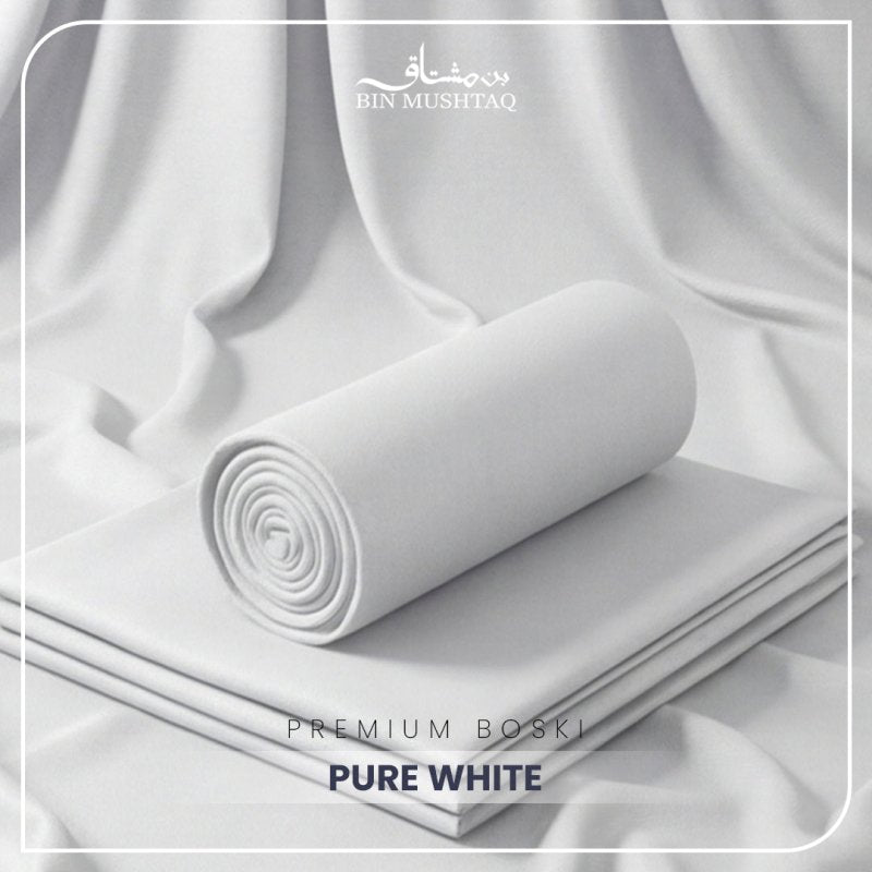 White - Imperial Original Unstitched Boski - Bin Mushtaq